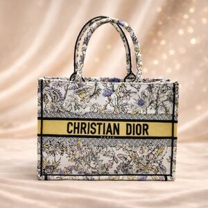 Authentic Dior Book Tote Floral Embroidered Bag | Christian Dior Canvas Tote